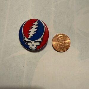 Grateful Dead Red and Blue Skull Pin